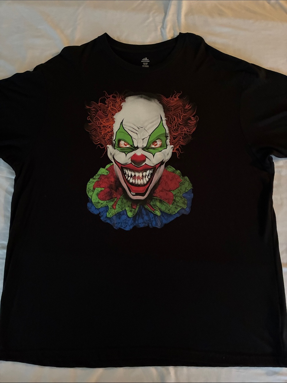 Halloween Unisex Black Short-Sleeve Tee with Colorful Scary Clown Graphic